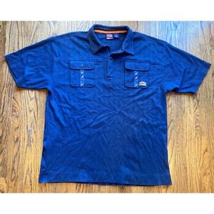 Vintage Y2K Lugz 1/4 Zip Polo Shirt Mens 2XL Hip Hop Blue Streetwear Pockets